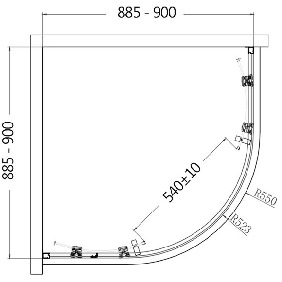 Душевой уголок AQUAme 90x90 AQM3801F-9 профиль Хром стекло прозрачное Душевой уголок AQUAme 90x90 AQM3801F-9 профиль Хром стекло прозрачное