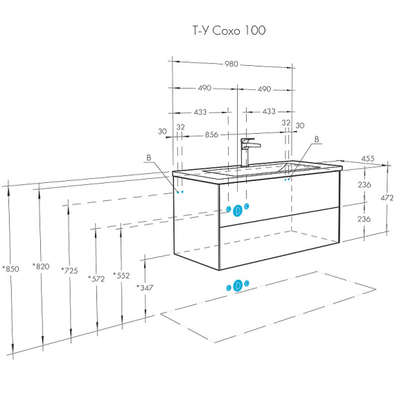 Тумба под раковину Aquaton Сохо 100 1A258201AJ010 подвесная Белая глянцевая