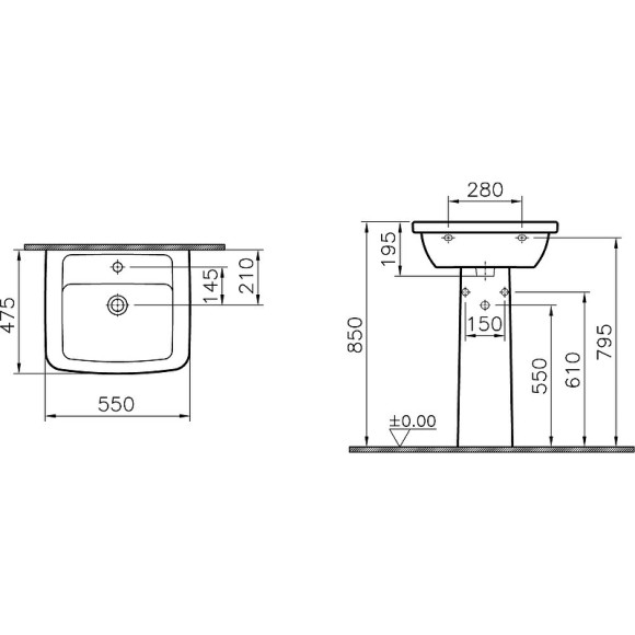 Раковина Vitra Form 300 55 9602B003-7650 Белая Раковина Vitra Form 300 55 9602B003-7650 Белая
