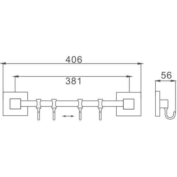 Вешалка для полотенец Haiba HB8615-4 Хром