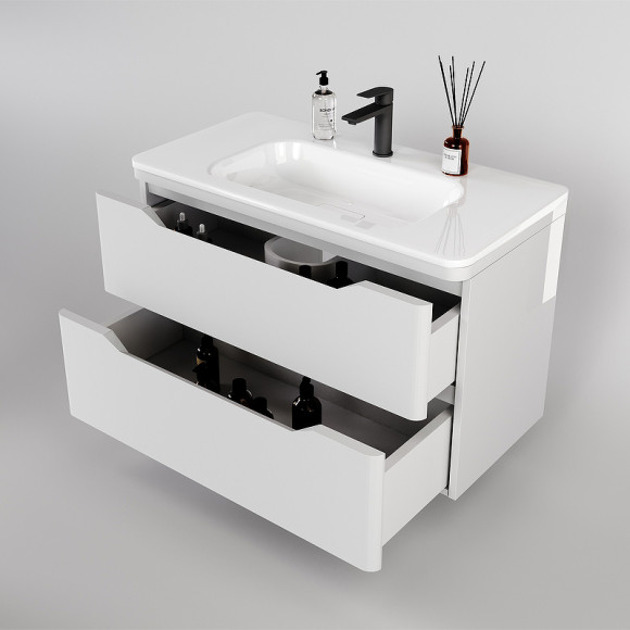 Тумба под раковину Style Line Марелла 90 Люкс Plus СС-00002414 подвесная Белый глянец антискрейтч Тумба под раковину Style Line Марелла 90 Люкс Plus СС-00002414 подвесная Белый глянец антискрейтч