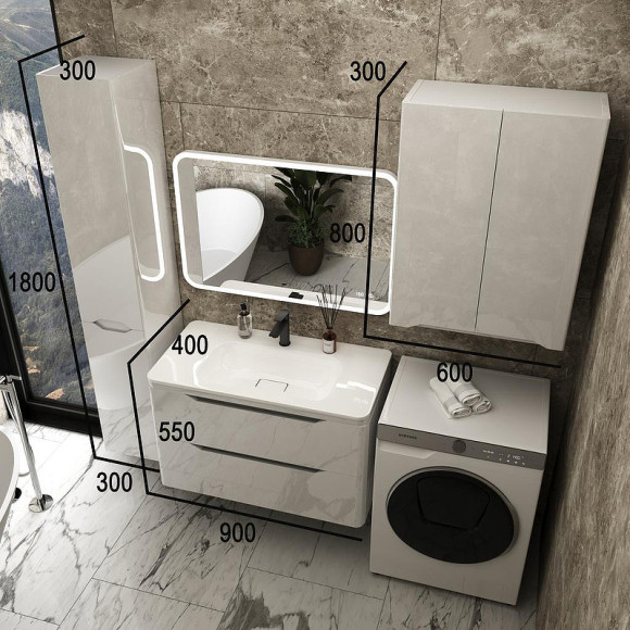 Тумба под раковину Style Line Марелла 90 Люкс Plus СС-00002414 подвесная Белый глянец антискрейтч Тумба под раковину Style Line Марелла 90 Люкс Plus СС-00002414 подвесная Белый глянец антискрейтч