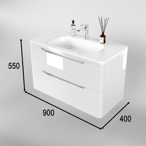 Тумба под раковину Style Line Марелла 90 Люкс Plus СС-00002414 подвесная Белый глянец антискрейтч Тумба под раковину Style Line Марелла 90 Люкс Plus СС-00002414 подвесная Белый глянец антискрейтч