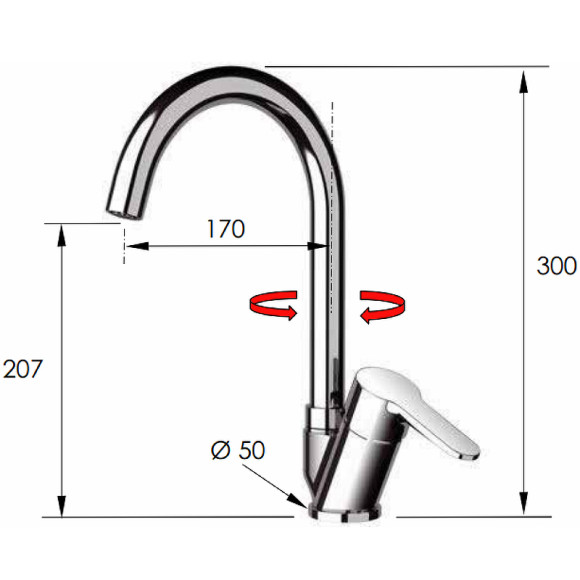 Смеситель для кухни Remer Winner W42B Хром Смеситель для кухни Remer Winner W42B Хром