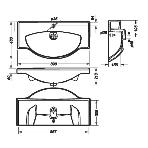 Раковина Sanita Luxe Classic Luxe 90 WB.FN/Classic/90-C/WHT.G/S1 Белая