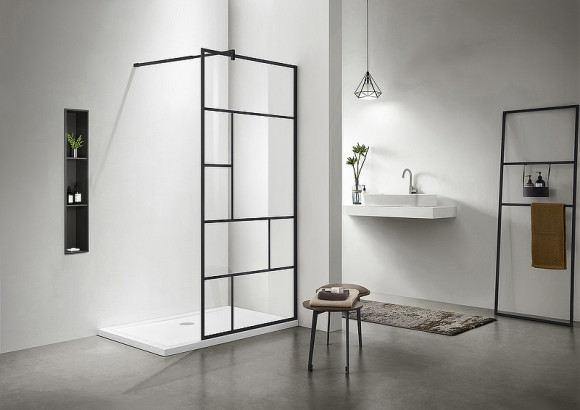 Душевая перегородка Aquatek 100 AQ WIW Print 10020BL профиль Черный стекло прозрачное