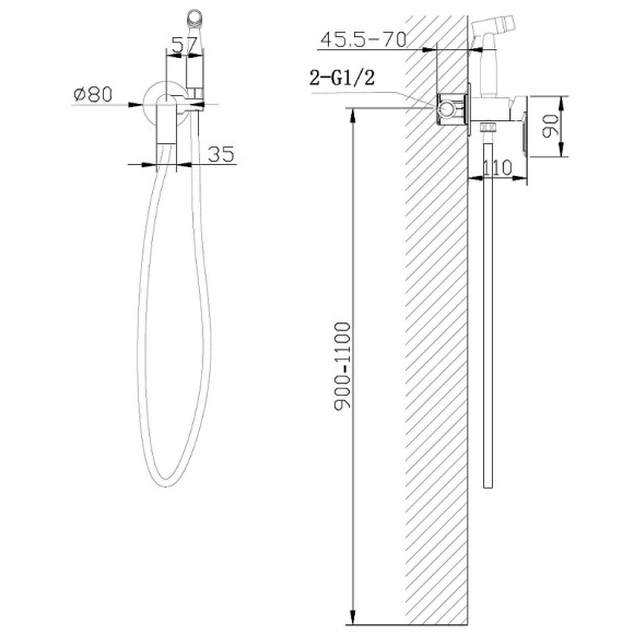 Гигиенический душ со смесителем Abber Weiss Insel AF8025 Хром Гигиенический душ со смесителем Abber Weiss Insel AF8025 Хром