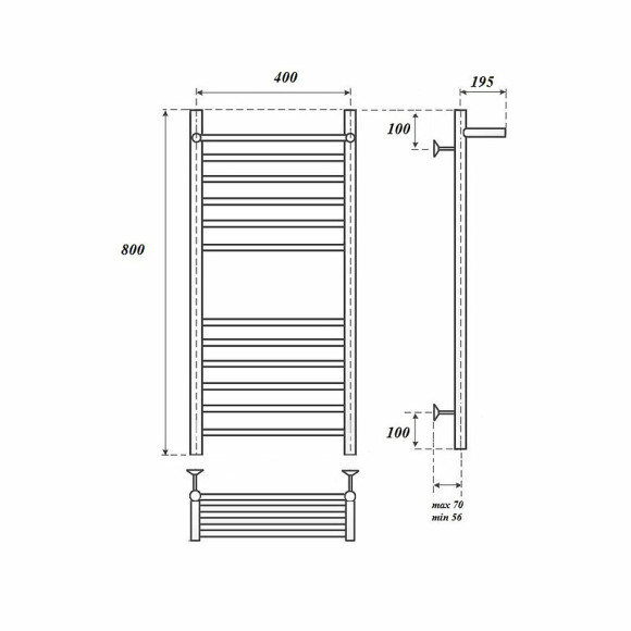 Водяной полотенцесушитель Point Аврора Премиум PN10148SP П11 400x800 с полкой Хром Водяной полотенцесушитель Point Аврора Премиум PN10148SP П11 400x800 с полкой Хром