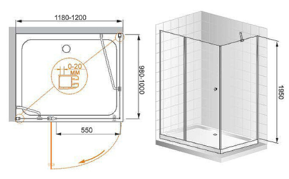 Душевой уголок Cezares Elena 120x100 L ELENA-W-AH-1-120/100-P-Cr-L профиль Хром стекло рифленое Душевой уголок Cezares Elena 120x100 L ELENA-W-AH-1-120/100-P-Cr-L профиль Хром стекло рифленое