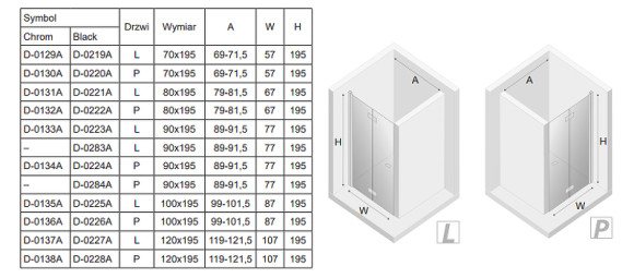 Душевая дверь New Trendy New Soleo Black 80 L D-0221A профиль Черный стекло прозрачное