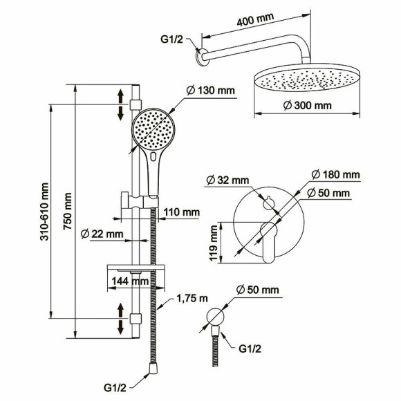Душевая система Swedbe Platta 5536 Хром Душевая система Swedbe Platta 5536 Хром