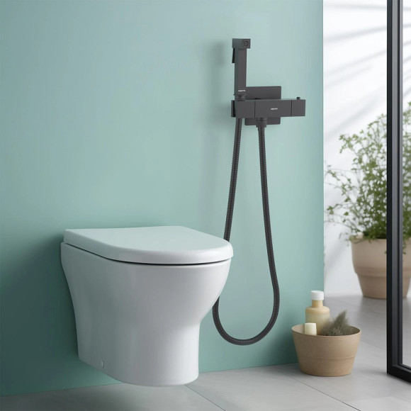 Гигиенический душ со смесителем Aquatek Либра AQ1028MB с термостатом Черный матовый