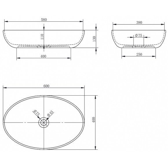 Раковина-чаша Abber Stein 60 AS2619 Белая матовая Раковина-чаша Abber Stein 60 AS2619 Белая матовая