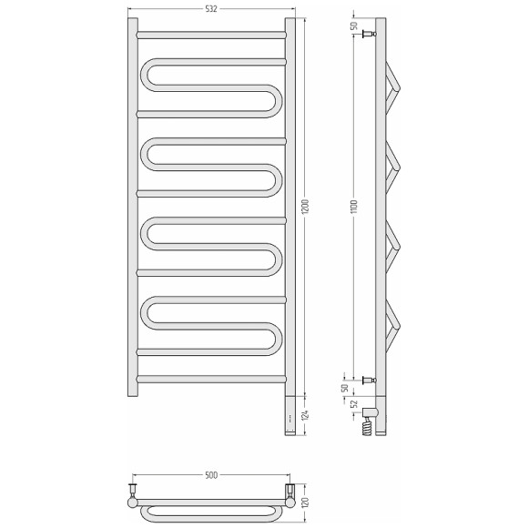 Электрический полотенцесушитель Сунержа Элегия 3.0 1200x500 R 31-5819-1250 Черный матовый Электрический полотенцесушитель Сунержа Элегия 3.0 1200x500 R 31-5819-1250 Черный матовый