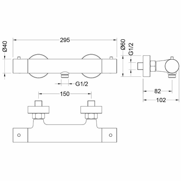 Смеситель для душа Aquatek Европа AQ1363MB с термостатом Черный матовый