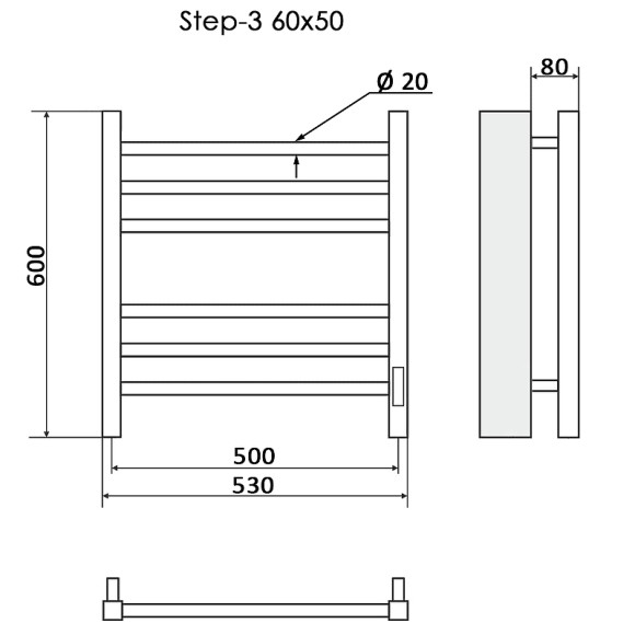 Электрический полотенцесушитель Ника Step-3 60/50 Хром
