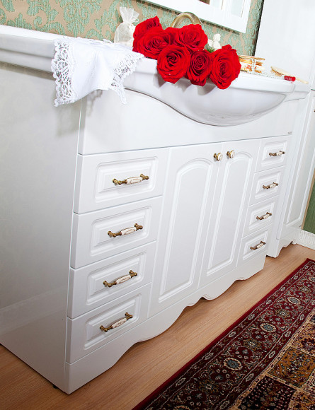 Тумба под раковину Бриклаер Анна 120 4627125411458 Белая глянцевая