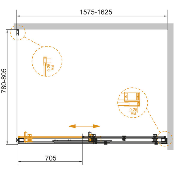 Душевой уголок Cezares Stylus-Soft 160x80 STYLUS-SOFT-AH-1-160/80-C-Cr профиль Хром стекло прозрачное