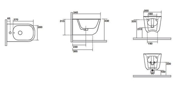 Биде Kerasan Tribeca 512581 подвесное Nocciola
