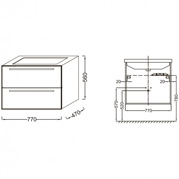 Тумба под раковину Jacob Delafon Struktura 77 EB1277-N18 подвесная Белая
