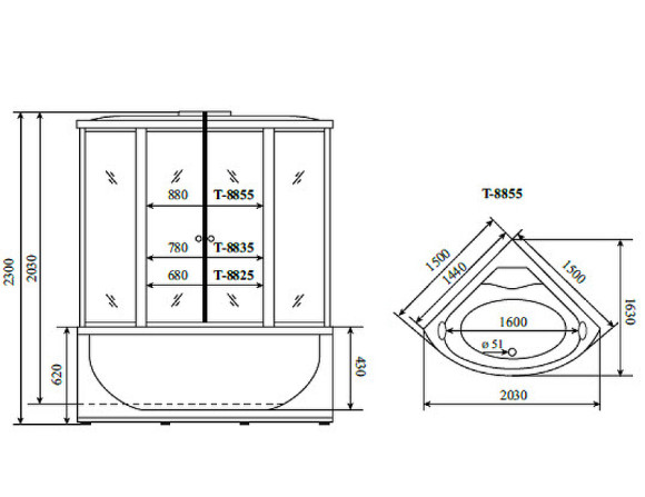 Душевой бокс Timo Comfort 150x150 T-8855F с гидромассажем Душевой бокс Timo Comfort 150x150 T-8855F с гидромассажем