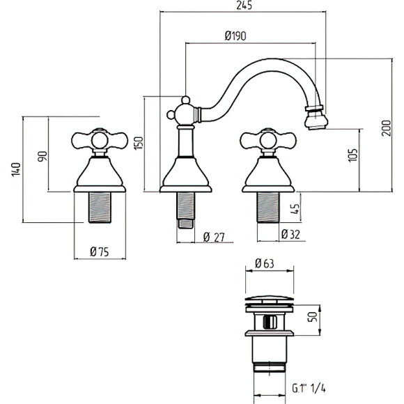 Смеситель для биде Migliore Provance 19461 Бронза
