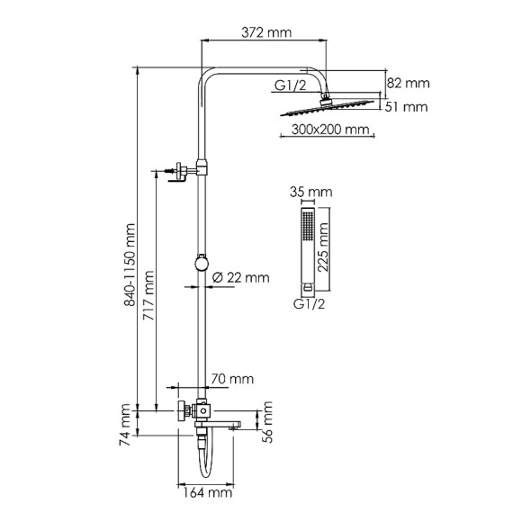 Душевая система WasserKRAFT A199.069.103.087.CH Thermo с термостатом Хром Душевая система WasserKRAFT A199.069.103.087.CH Thermo с термостатом Хром