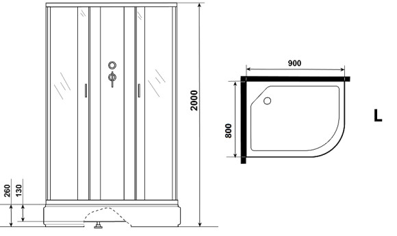 Душевая кабина Niagara Classic 90х80 L NG-33984-14LBK без гидромассажа Душевая кабина Niagara Classic 90х80 L NG-33984-14LBK без гидромассажа