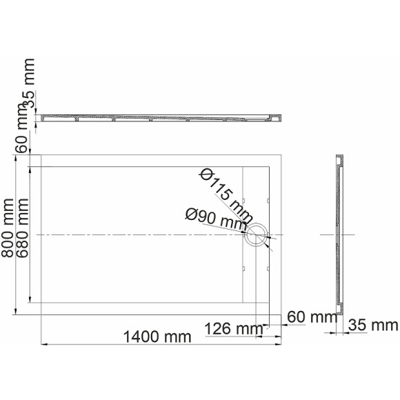 Душевой поддон из искусственного камня WasserKRAFT Abens 140x80 20T35 Черный матовый Душевой поддон из искусственного камня WasserKRAFT Abens 140x80 20T35 Черный матовый