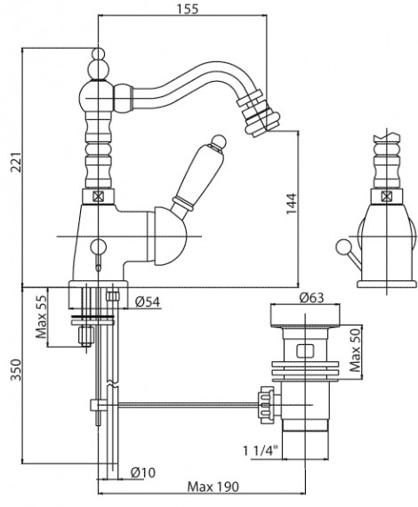 Смеситель для биде Cezares Elite ELITE-BSM2-01-Bi Хром