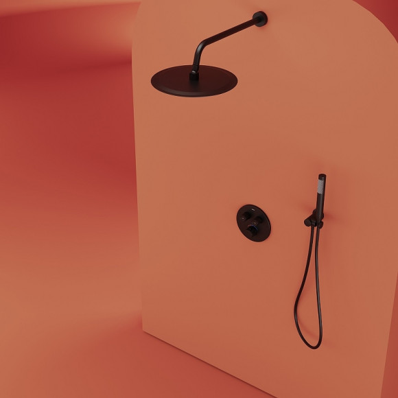 Душевая система Sancos Link SC3005MB с термостатом Черная матовая