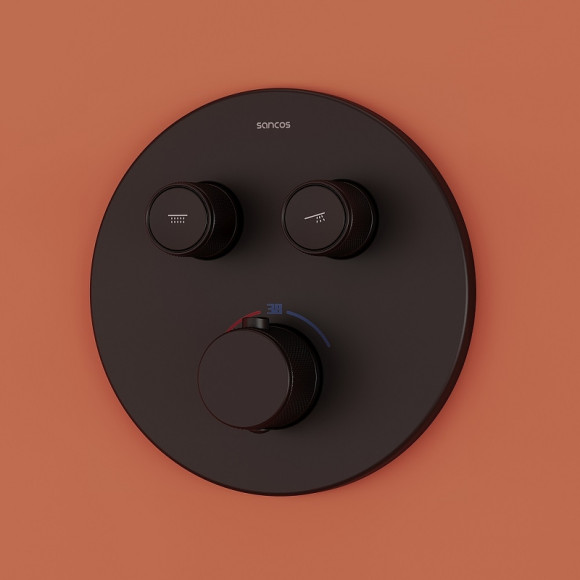 Душевая система Sancos Link SC3005MB с термостатом Черная матовая