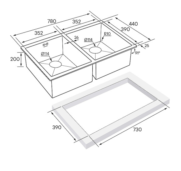 Кухонная мойка Paulmark Gerberg 78/2 Uni PM237844-BG Брашированное золото