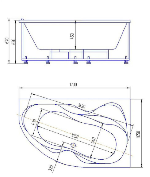 Акриловая ванна Aquatek Вега 170х105 L VEG170-0000073 без гидромассажа с фронтальной панелью с каркасом (разборный) со слив-переливом Акриловая ванна Aquatek Вега 170х105 L VEG170-0000073 без гидромассажа с фронтальной панелью с каркасом (разборный) со слив-переливом