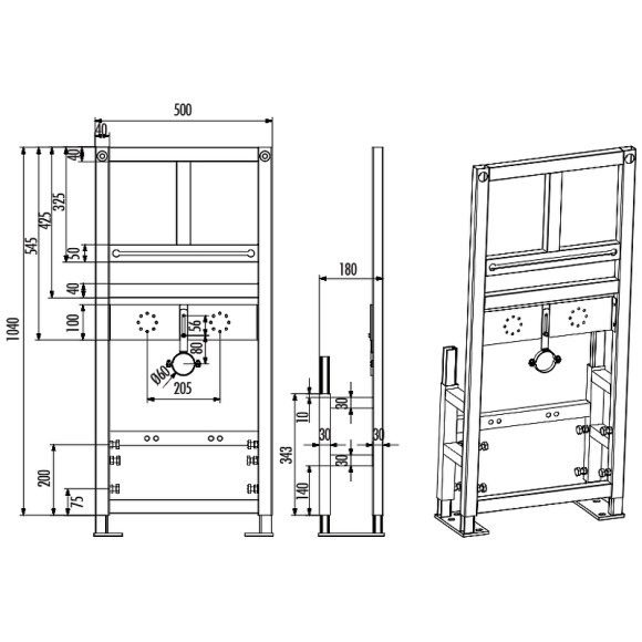 Инсталляция Creavit GLM100.00 для раковины Черная