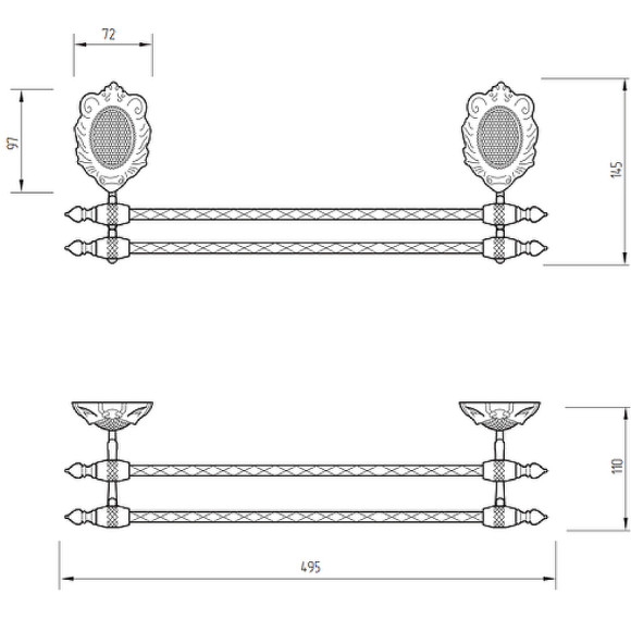 Полотенцедержатель Migliore Cleopatra 16644 двойной Бронза