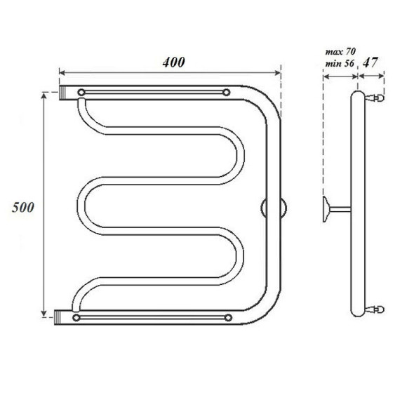 Водяной полотенцесушитель Point Фокстрот PN25554P 500x400 с полкой Хром