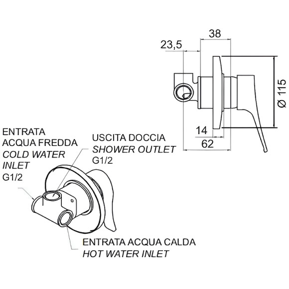 Смеситель для душа Remer Project P30 Хром Смеситель для душа Remer Project P30 Хром