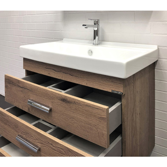 Тумба с раковиной Comforty Никосия 80Н 00-00007621 Дуб темный Тумба с раковиной Comforty Никосия 80Н 00-00007621 Дуб темный