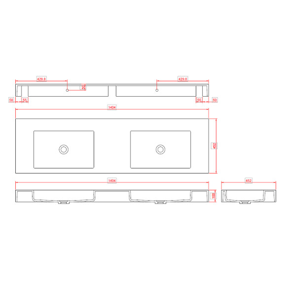 Раковина Boheme Armadi Art Flat 140 888-140 двойная Белая матовая