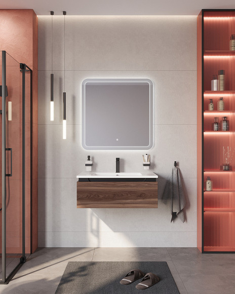 Тумба под раковину Cezares Slider 80 SLIDER-800-1C-SO-NA-P подвесная Орех дымчатый