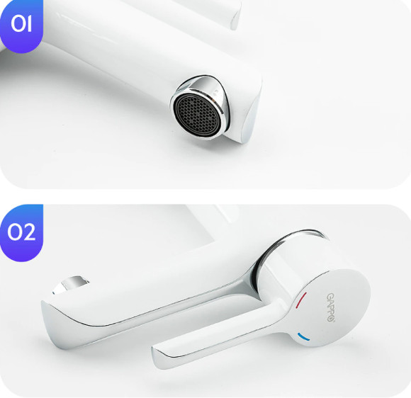 Смеситель для раковины Gappo G03-8 G1003-8 Белый Хром