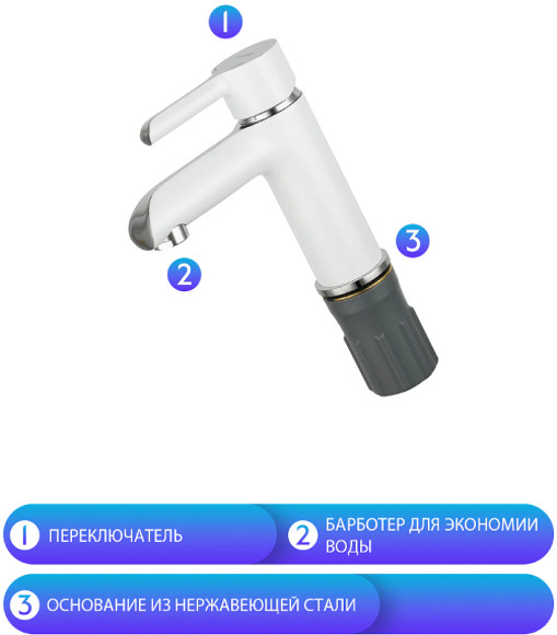 Смеситель для раковины Gappo G03-8 G1003-8 Белый Хром