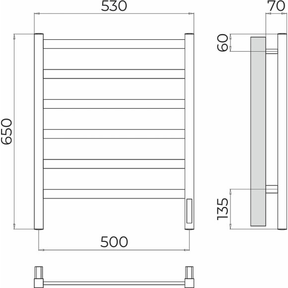 Электрический полотенцесушитель Terminus Ното П6 500х650 4670078544520 Хром