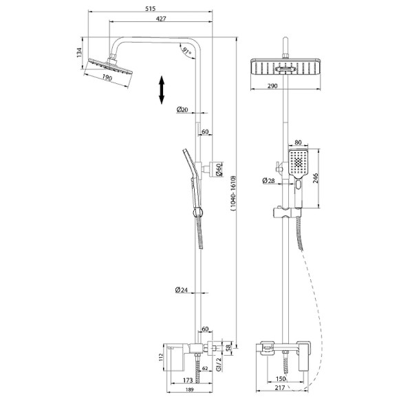 Душевая система Grossman Style 500.K35.05.100 Хром Душевая система Grossman Style 500.K35.05.100 Хром
