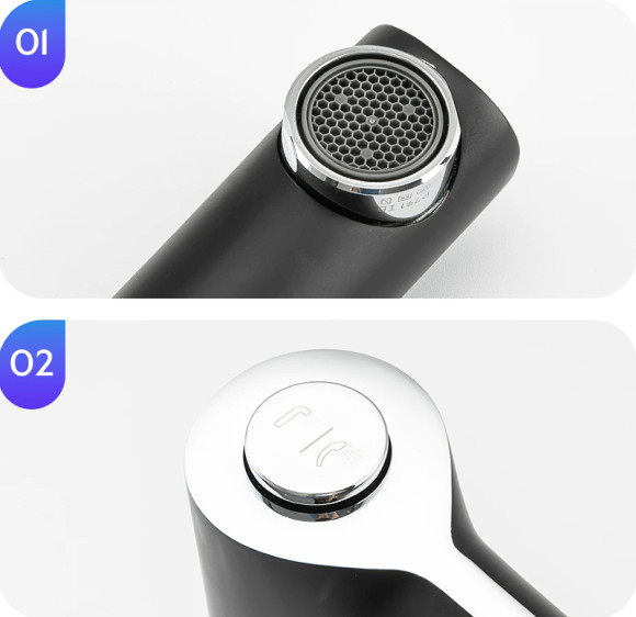 Смеситель на борт ванны Gappo G03-6 G1103-6 Черный матовый Хром