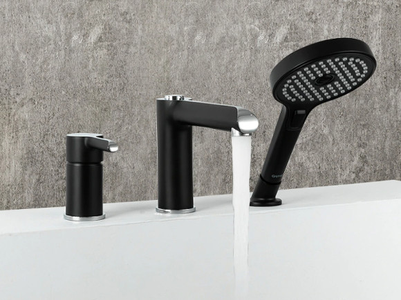 Смеситель на борт ванны Gappo G03-6 G1103-6 Черный матовый Хром