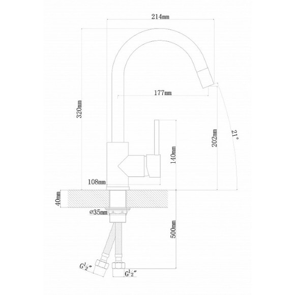 Смеситель для кухни Florentina Альфа 313.02H.1113.900 Нержавеющая сталь Смеситель для кухни Florentina Альфа 313.02H.1113.900 Нержавеющая сталь