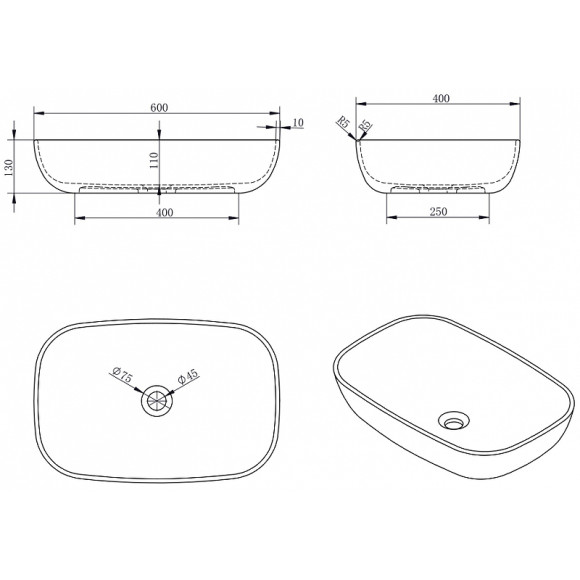 Раковина-чаша Abber Stein 60 AS2620 Белая матовая Раковина-чаша Abber Stein 60 AS2620 Белая матовая