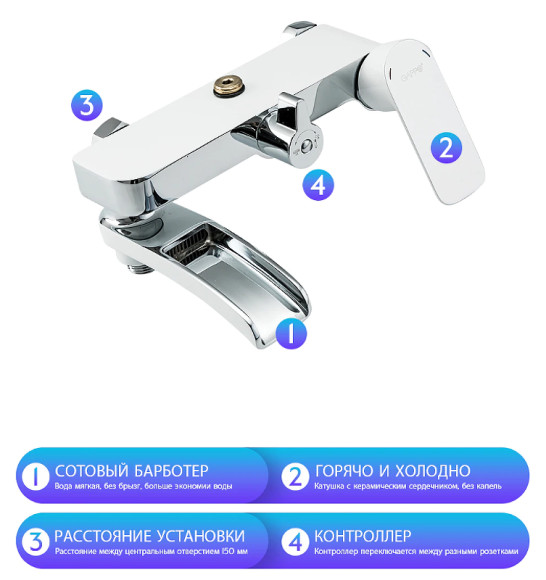Душевая система Gappo G48 G2448-8 Белая Хром